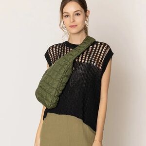 Last 1! NWT Dark Green Quilted Puffer Sling Bag